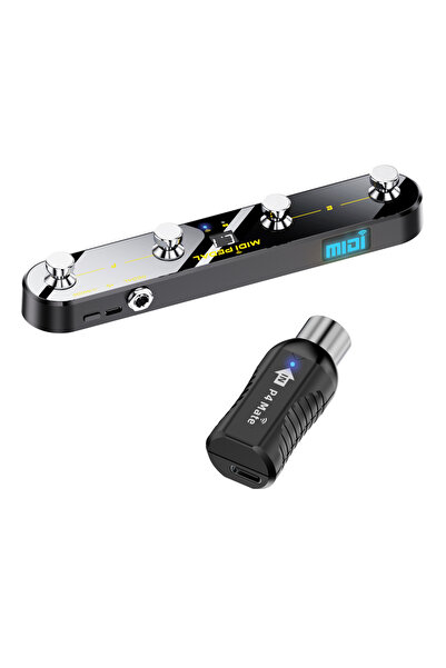 Choice دواسة تحكم MIDI لاسلكية سوداء - 4 مفاتيح وأزرار، بطارية ليثيوم قابلة لإعادة الشحن عبر منفذ USB، تتضمن