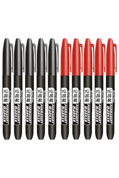 Choice7 ٥ أقلام تحديد دائمة سوداء و٥ حمراء، ٦-٢٠ قطعة/مجموعة، برأس رفيع مقاوم...