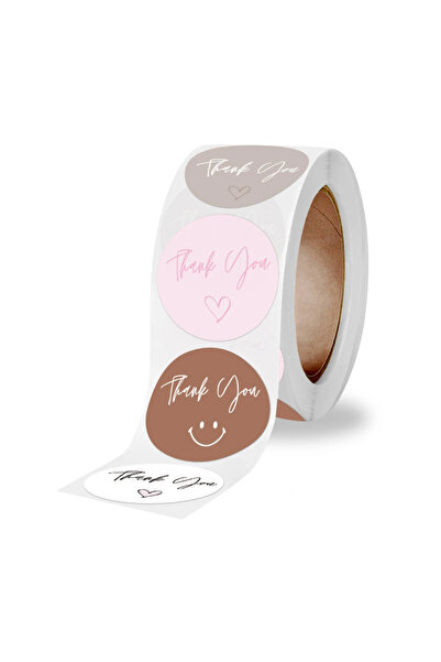 Choice 500 قطعة من ملصقات الشكر الدائرية على شكل قلب، ملصقات زخرفية لطيفة على شكل قلب وردي - بار