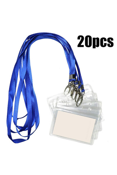 Choice1 20pcs 10/20/50pcs clear plastic horizontal name ID holders and blue l...