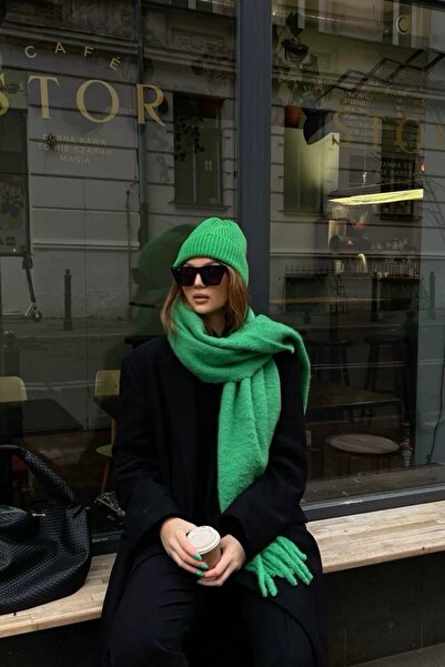 keisy Örme Pamuklu Unisex Bere (Yeşil)