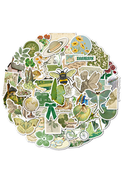 Choice 50PCS 10/30/50pcs Retro Mint Green Art Aesthetic Stickers Vintage Cart...