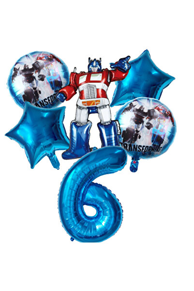 Choice زينة حفلات أعياد الميلاد من الرخام، 6 قطع، مقاس 32 بوصة، بتصميم بامبلبي وأوبتيموس برايم المتحول، مصنوعة من الألومنيوم