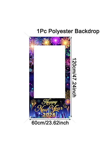 Choice إطار صور "عام جديد سعيد 2026" - دعائم كشك تصوير - خلفية ذهبية لامعة عل...