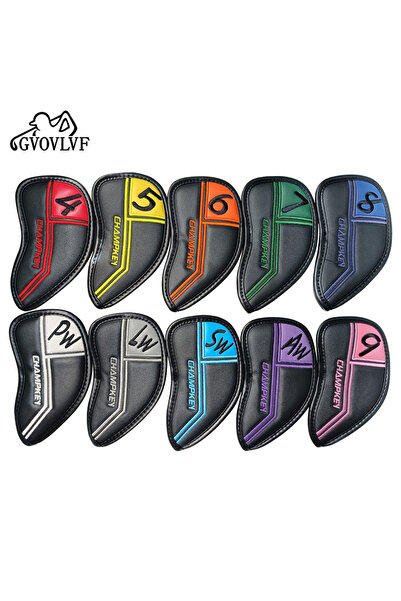 Choice مجموعة أغطية رؤوس مضارب الجولف الحديدية (10 قطع) مصنوعة من البولي يوريثان الرقمي السميك عالي الجودة والمتين لحماية رؤوس المضارب.