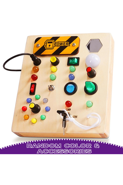 Choice لوحة أنشطة خشبية متعددة الألوان للأطفال، لوحة أنشطة بإضاءة LED، لعبة ح...