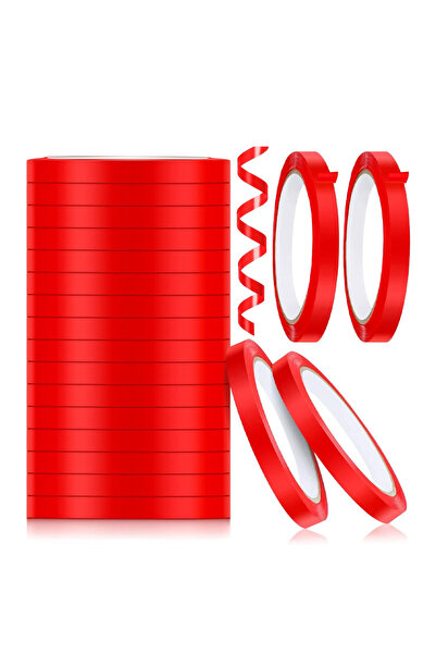 Choice 10 قطع (10 لفات) من شريط لاصق أحمر لإغلاق الأكياس البلاستيكية، يُستخدم لإغلاق الأطعمة السائبة مثل الخضراوات والفواكه.