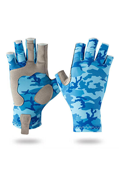 Choice قفازات صيد مموهة زرقاء متوسطة الحجم، مقاومة للأشعة فوق البنفسجية ومضاد...