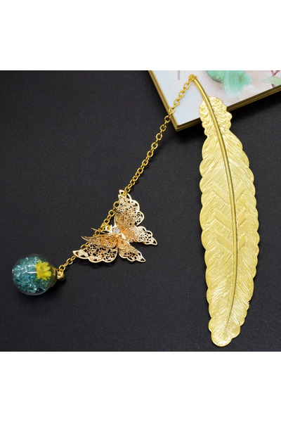 Choice فاصل كتب معدني بتصميم فراشة ذهبية زرقاء عتيقة، فاصل كتب معدني مبتكر بت...