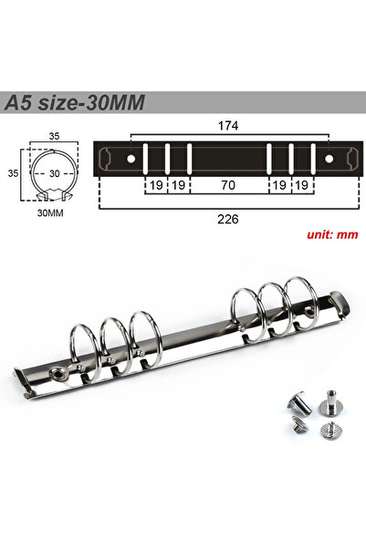 choice2 A5 Silver 30MM High-quality Metal Ring Binder Clips for Loose Leaf No...