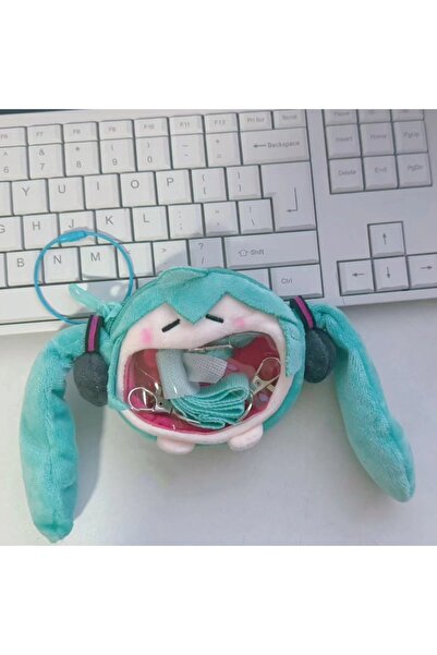 BANDAI حقيبة كتف بتصميم شخصية هاتسون ميكو الكرتونية من سلسلة الرسوم المتحركة، حقيبة نقود صغيرة لطيفة، حقيبة سماعات، حقيبة إيتاباغ كروسبودي قطيفة