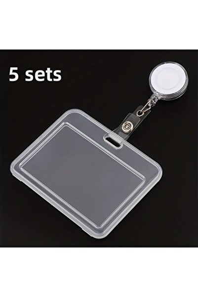 Choice خمس مجموعات من حاملات البطاقات الأفقية الشفافة والمتينة، مزودة بمشبك سهل السحب، مناسبة للمعلمين والطلاب.