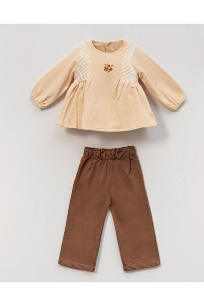 vovido kids Sunflower Embroidered Robe Baby Girl Top and Bottom Set