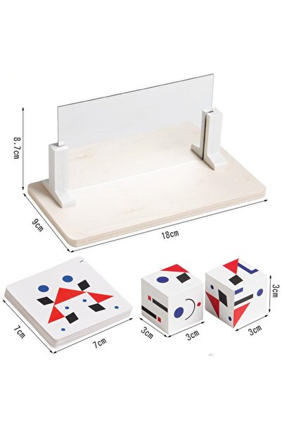 choice2 لعبة تركيب مكعبات مونتيسوري مع مرآة وأحجية للأطفال، ألعاب تعليمية خشب...