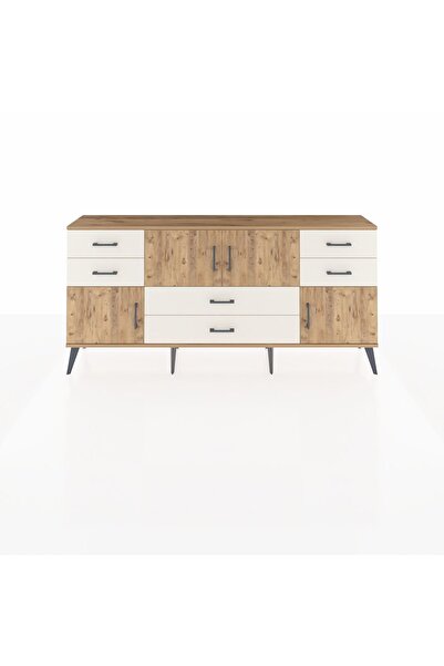 Dienni Arges Konsol 3 Raflı 6 Çekmeceli 4 Kapaklı 176x30x83 Çam-Çam/Aytaşı