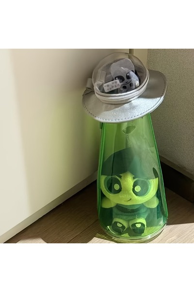 Choice حافظة أقلام رصاص خضراء جديدة بتصميم إبداعي على شكل طبق طائر، حامل أقلا...