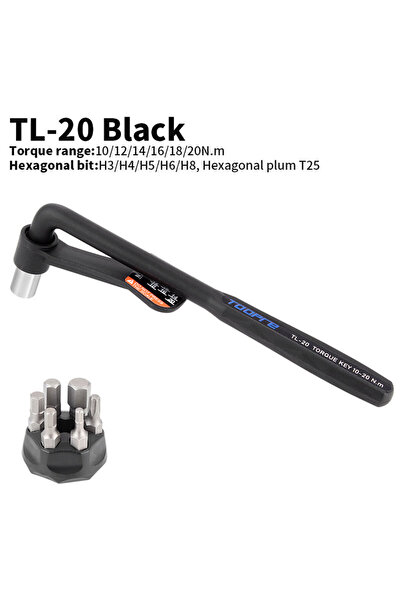 Choice مفتاح عزم دوران محمول للدراجات من TOOPRE، أسود اللون، طراز TL-20، مزود برأس سداسي داخلي، نطاق عزم دوران عالي الدقة من 10 إلى 20 نيوتن متر.