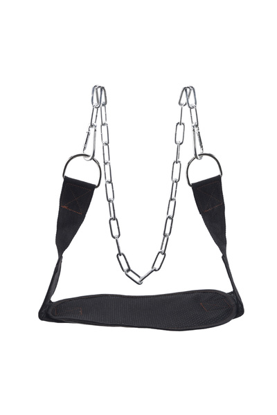 Choice حزام رفع أثقال أسود سميك قطعة واحدة مع سلسلة، حزام غطس لتمارين السحب ل...