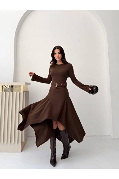 LUJJE Kemer Detaylı Asimetrik Model Likralı Elbise