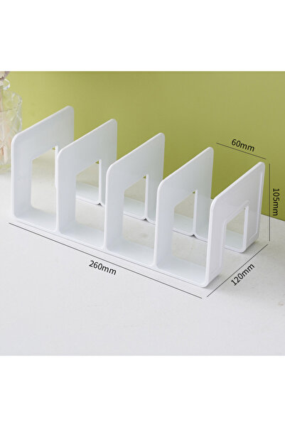 Choice حامل فاصل كتب أبيض من مادة ABS، رف تخزين للكتب والأوراق والملفات، 4 أقسام