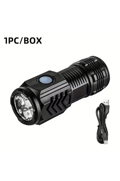 Choice مصباح يدوي جديد فائق القوة، ثلاثي النواة، صغير الحجم، تكتيكي، قابل لإعادة الشحن عبر منفذ USB، عالي الطاقة LE