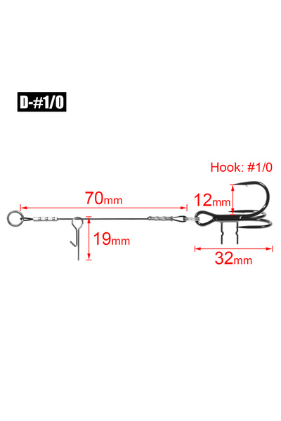 Choice D-No 1-0 Rosewood 3pcs Strike Point Stinger Rig Pike Fishing Accessori...