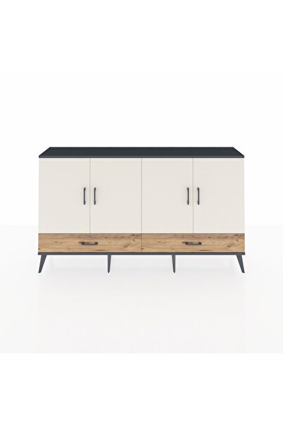 Dienni Arges Konsol 6 Raflı 2 Çekmeceli 4 Kapaklı 176x30x99 Antrasit-Aytaşı/Çam