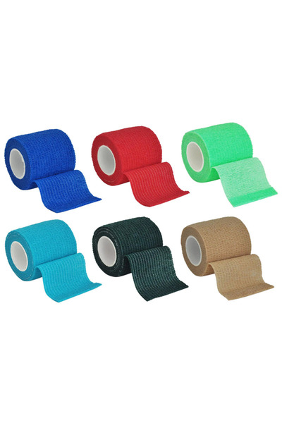 Choice شريط لاصق رياضي ملون، 5 سم × 4.8 م، مزيج من 6 قطع (6/1 قطعة)، ضمادة مر...