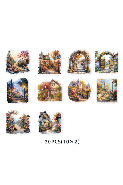 Choice1 ٢٠ قطعة من ملصقات بنمط مدينة الحديقة العتيقة لتزيين القرطاسية والألعا...