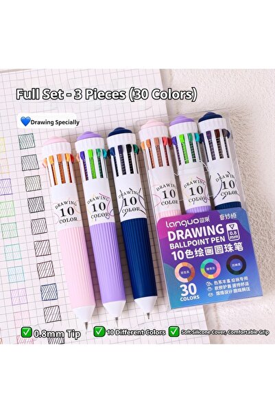 Choice مجموعة أقلام متعددة الألوان A3PCS (3/6 أقلام) 28/60 لونًا، قلم حبر جاف...