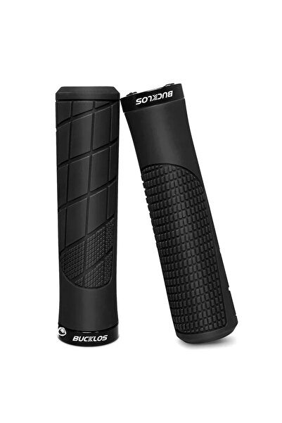 BUCKLOS أساور سوداء ناعمة لمقود الدراجة الجبلية، مقابض مدمجة للدراجات الجبلية...