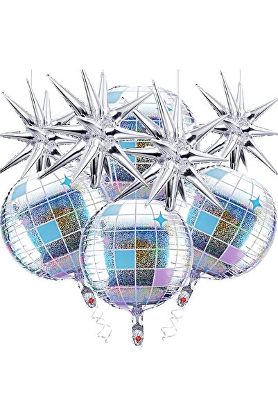 Choice مجموعة أخرى من 8 قطع من بالونات ديسكو مائية بودرة، بالونات نجمة فضية م...