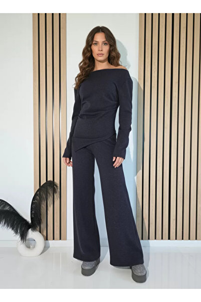 Zaira Compleu Dama bleumarin Flori 2 piese vatuit #A1262 - Marime Universala