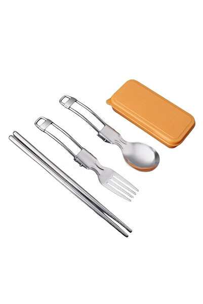 Choice ملعقة لحام صفراء من الفولاذ المقاوم للصدأ 304، أدوات مائدة إبداعية، محمولة للاستخدام الخارجي، ملعقة وشوكة ثلاثية الطي