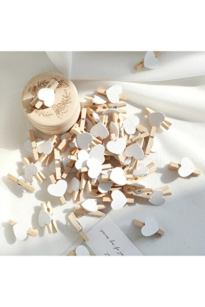 Choice 50pcs white 50pcs White Heart Clothespins Wooden Photo Paper Peg Pin C...