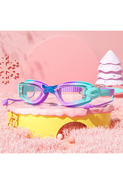 Choice نظارات سباحة للأطفال من السيليكون باللونين البنفسجي والأزرق، مضادة للضباب ومقاومة للماء والأشعة فوق البنفسجية، كما هو موضح في الصورة.