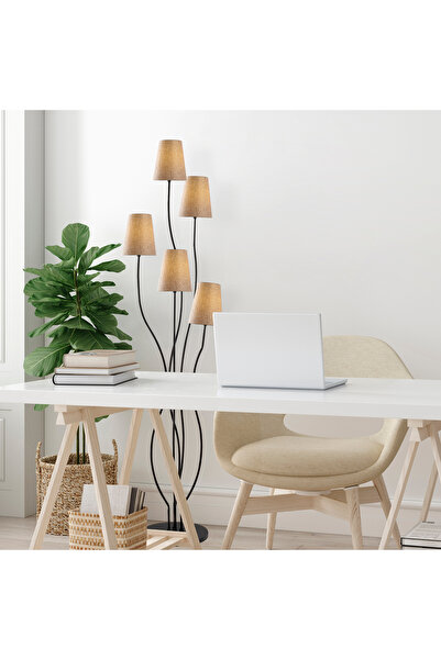 MOİRA Abajur Başlıklı E/14 Duylu 5'li Lambader Takımı Siyah, Tek Ayaklı Köşe ...