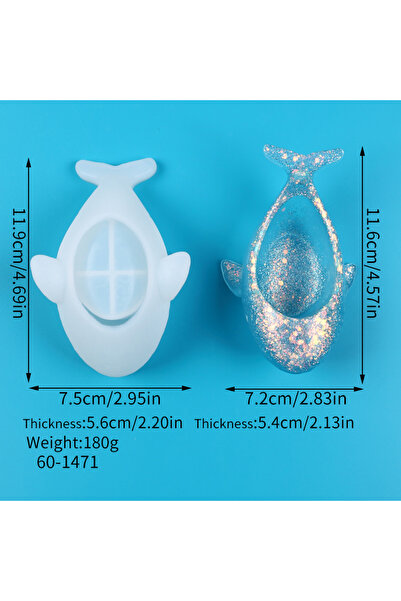 Choice قالب سيليكون على شكل حوت 60-1471، حامل شموع على شكل حوت، حاوية تخزين، ...