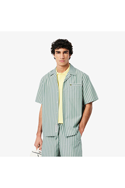 Lacoste Relaxed Fit Striped Short Sleeved Shirt - CH9083-00-BLI