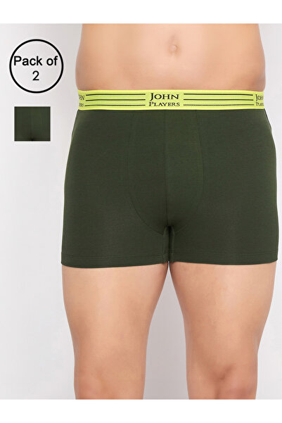 John Player By Styli عبوة من قطعتين - سراويل داخلية قطنية رجالية بحزام خصر مخطط