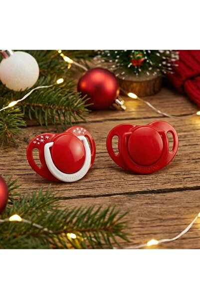 Mamajoo Ortodontik Damaklı Emzik, Yılbaşı Özel Koleksiyonu, 12+ Ay, Saklama Kutulu, İkili Set