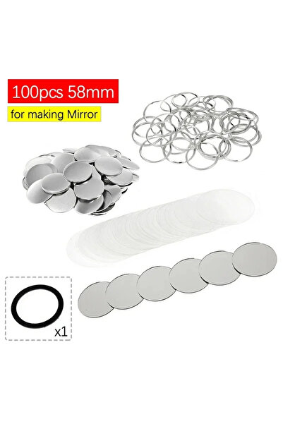 Choice ١٠٠ قطعة مرآة ٥٨ مم، ١٠٠ قطعة مرآة جيب محمولة ٥٨ مم، مرآة صغيرة من الصفيح، قطع لصنع الشارات بنفسك