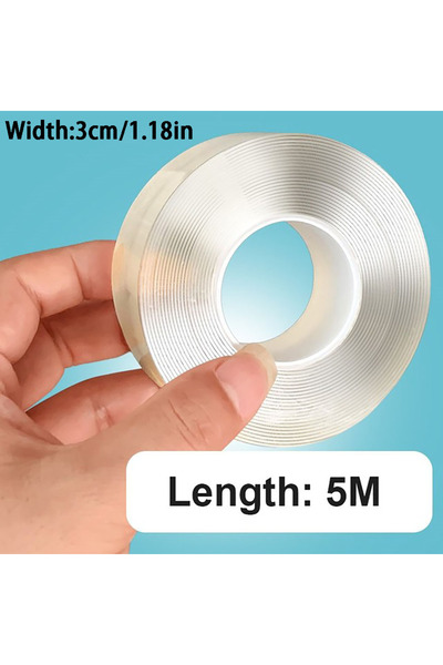 Choice1 شريط لاصق نانو 3M فائق القوة مزدوج الجوانب، طول 5 أمتار، عرض 3 سم، مق...