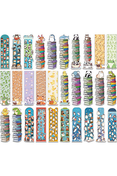 Choice 30 قطعة من فواصل الكتب على شكل حيوانات كرتونية لطيفة مثل الباندا والبط...