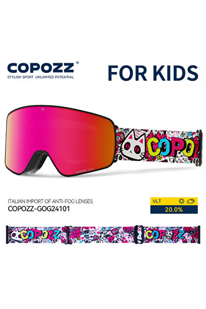 Choice نظارات تزلج مغناطيسية للأطفال من كوبوز، بتصميم كرتوني أحمر، مضادة للضباب، مقاومة للرياح، احترافية، تحمي من الأشعة فوق البنفسجية 40