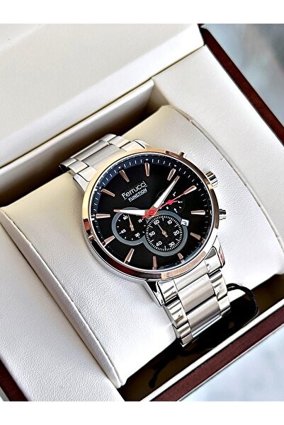 Ferrucci Functional Silver-Black Color Steel Cord Men's Wristwatch