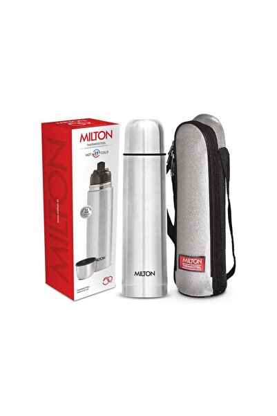 Milton 1000ml Thermosteel Flask with Jacket, Double-Walled Vacuum Insulated, Flip Lid - Silver