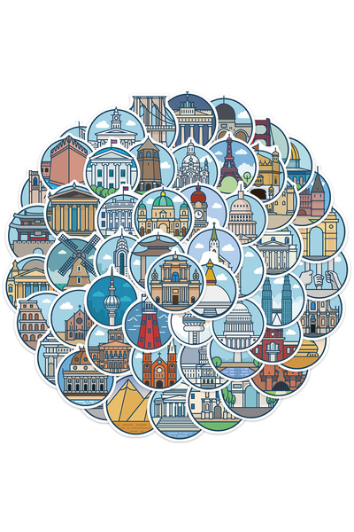 Choice 55 قطعة من ملصقات المباني الشهيرة عالميًا، ملصقات جمالية للسفر، ملصقات...