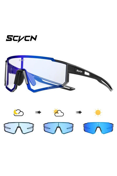 Choice نظارات ركوب الدراجات BL-02 SCVCN زرقاء متغيرة اللون، مزودة بحماية من ا...