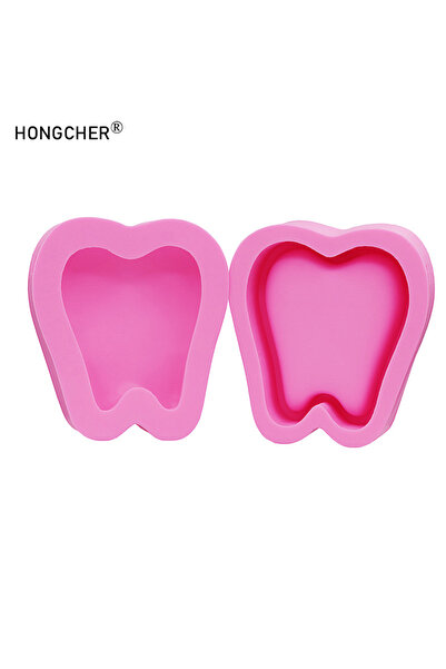 Choice قالب سيليكون سائل صديق للبيئة وآمن غذائيًا، على شكل أسنان ثلاثية الأبعاد، يُستخدم لصنع علبة تخزين وردية اللون.